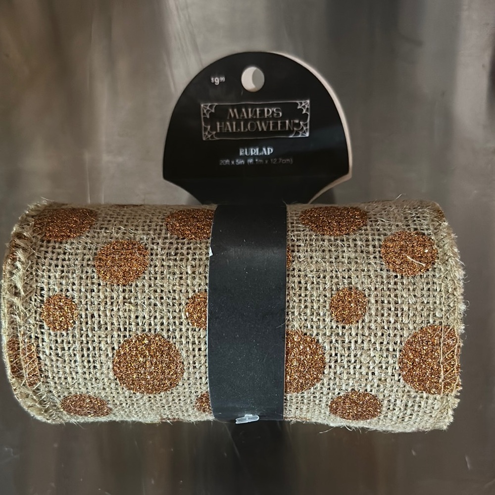 Fall/Halloween Burlap with Glitter Polka Dots